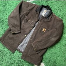 Vintage Carhartt Chore Jacket Mens Large Tall Brown 1990s Blanket Lined Fading