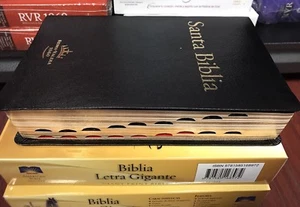 BIBLIA REINA VALERA 1960 LETRA GIGANTE PIEL FABRICADA NEGRO CON INDICE 14 PUNTOS - Picture 1 of 9