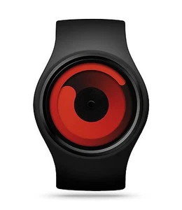 Ziiiro Unisex Gravity Black Rubber Strap Band Red Dial Watch Z0001WB - Picture 1 of 9