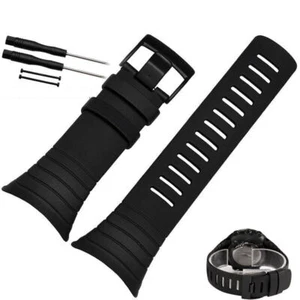35mm Silicone Rubber Watchband Black Strap For Suunto Core Series Pin Buckle - Picture 1 of 26