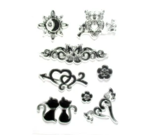 Clear Stamps Katze Herz Sonne Blumen  klare Stempel Silikonstempel - Bild 1 von 1