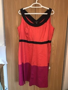 LeBos Pink & Black Block Print Plus-size 18W Sleeveless Dress Stretch Side Zip - Picture 1 of 7