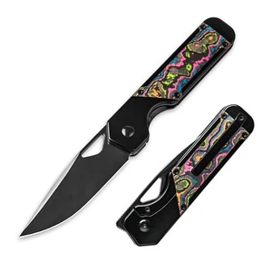 Kizer Militaw Drop Point Folding Knife M390 Blade Titanium+Camo Carbon Handle - Picture 1 of 9