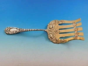 Chrysanthemum by Durgin Sterling Silver Asparagus Serving Fork Gold Wash 9 3/4" - Picture 1 of 6