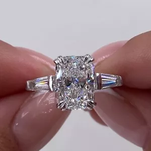 Anello Fidanzamento 3,10 Ct IGI GIA Creato in Laboratorio Taglio Cuscino Diamante Oro Bianco 18k - Foto 1 di 10