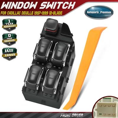 Interruptor de ventana eléctrica del lado del conductor delantero para Cadillac DeVille 1997-1999 12 hojas Foto 1 de 4