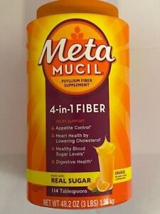 MetaMucil 4 in 1 Fiber, Real Sugar, 114 Tablespoons, Exp. 04/2025