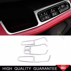 Fit Porsche Macan 2015-2021 Silver Titanium Window Lift Panel Switch Cover Trim - Picture 1 of 8