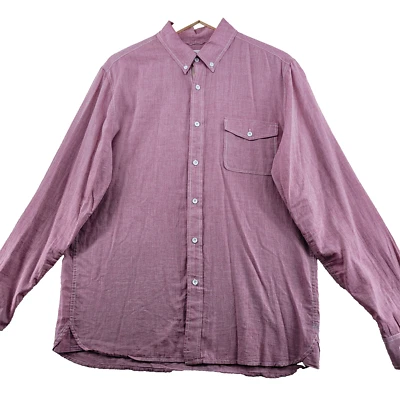 AG Adriano Goldschmied Men's Size L Solid Purple Cotton Long Sleeve Casual Shirt - Image 1 of 4