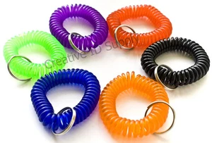 LOT 24 SPIRAL WRIST COIL KEY CHAIN KEY RING HOLDER - 6 COLOR AVAILABLE FREE SHIP - Picture 1 of 7