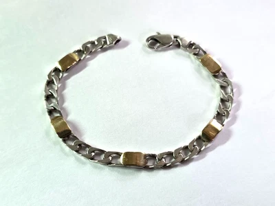 Tiffany & Co Sterling Silver & 18K Yellow Gold Cuban Link Bracelet Probably Mens - Image 1 of 4