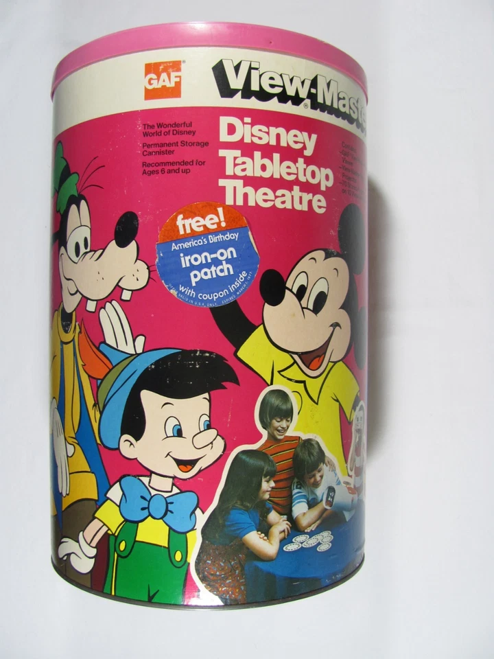 Juego de carretes de teatro de mesa vintage Disney View-Master pantalla trasera lata original Foto 1 de 4