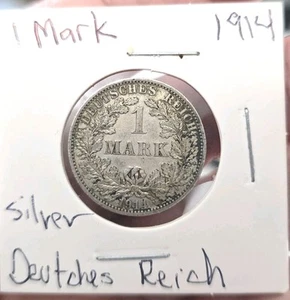 1914 A Germany Silver .900 1 Mark  Coin, Deutsche Reich - Picture 1 of 2
