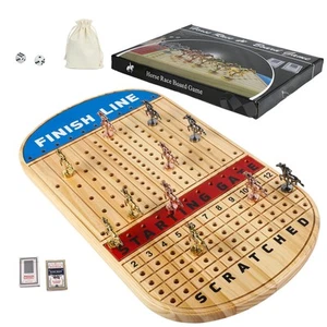 Large 21 Inches Horse Racing Board Game with 11 Luxury Metal Horses Thickened... - Picture 1 of 6