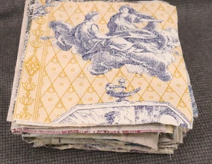 ~ 1 Pfund markenlose Stofftoile 7" Quadrate einige genäht Französisch Land Pastoral Motiv - Bild 1 von 11