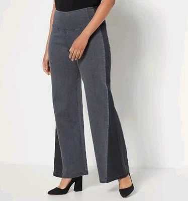 Pantalones de mezclilla de dos tonos My Wonder altos para mujer con control talla 6T negro ceniza A518237 Foto 1 de 4