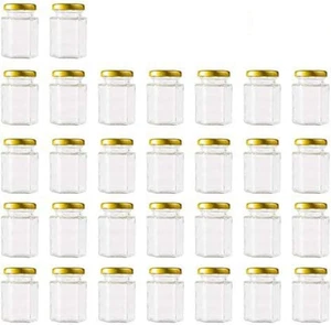 4 Oz Clear Hexagon Jars,Small Glass Honey Jars with Lids(Golden),Mason Jars for - Picture 1 of 12