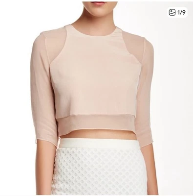 ELIZABETH and JAMES Enno Pale Pink 100% Silk Cropped Top - Image 1 of 4
