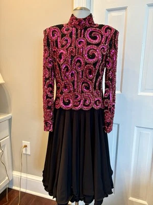 BOB MACKIE Vintage Hand Embellished Dress Sz 8 - Image 1 of 4