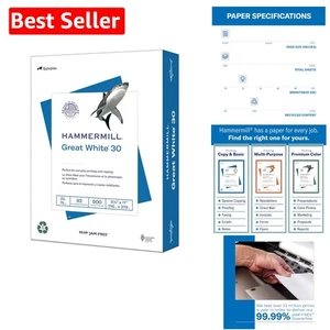 Sustainable Great White Recycled Printer Paper - 8.5 x 11, 500 Sheets - USA Made - Picture 1 of 9