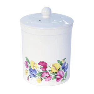 Carrito de compost de cerámica Ashmore White Sweet Pea - Cubo de compost de cocina - Imagen 1 de 5