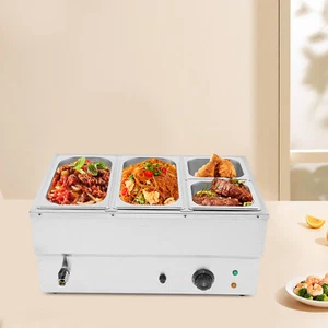 Silber 4 Pfannen Speisenwärmer Große Kapazität Buffet Speisenwärmer - Bild 1 von 15