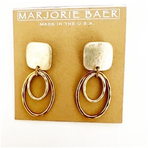 Marjorie Baer Dangle Earrings with Gold / Silver Tone Rings - Picture 1 of 3