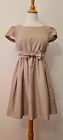 Rope Women's Beige Satin Dress With A Ribon Tie, Size 10 Guc