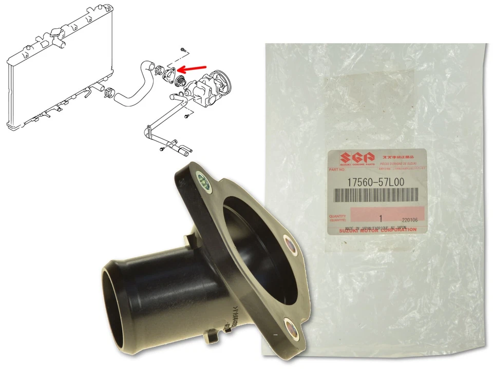 Carcasa termostato 17560-57L00 OE para Suzuki Grand Vitara 2.0 2.4 Kizashi Sx4 Foto 1 de 1