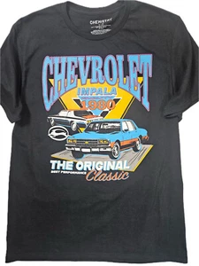 GM Chevy Impala T-Shirt Mens Large Black Classic Car Auto Retro Graphic Tee - Picture 1 of 7