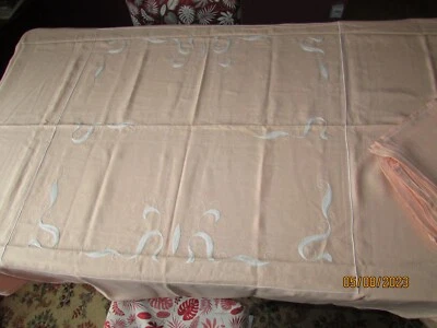 grande nappe Lin Rose Saumon 280x150 Cm - Photo 1/2