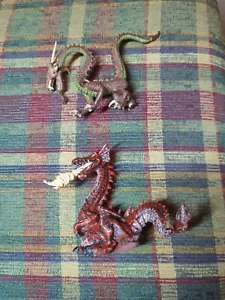 Papo Fire Breathing Red Dragon Figures (2) Medieval Fantasy Toy 4" 1999 VTG - Picture 1 of 7