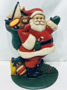 Vintage Weihnachten SANTA bemalter TÜRSTOPPER Türstopper Tasche Spielzeug Gusseisen schwer - Bild 1 von 9
