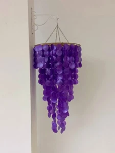 Purple Capiz Shell Chandelier, Lamp Shade, Wind Chime - Picture 1 of 5