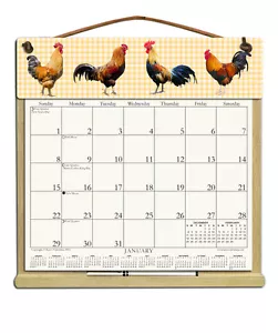ROOSTERS CALENDAR HOLDER - REFILLABLE EVERY YEAR! - Picture 1 of 1