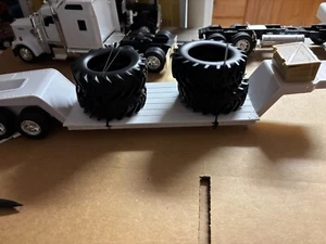 NEW RAY  USED  WHITE W/ BIG TIRES  LOWBOY TRAILER, NO PACKAGING #B 246 - Picture 1 of 3