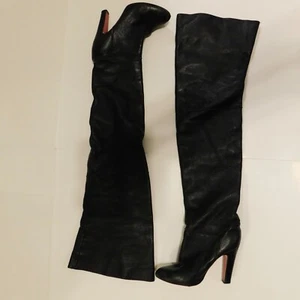 Authentische Christian Louboutin Damengröße 40 10 schwarze Overknee-Stiefel aus Leder OTK - Bild 1 von 18