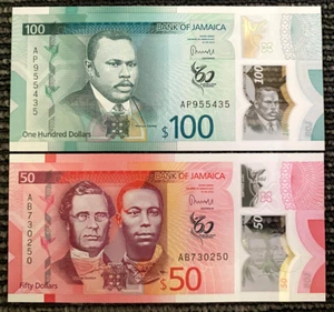 Jamaica 50 & 100 Dollars 2022-2023 Polymer Banknote World Paper Money UNC - Picture 1 of 2