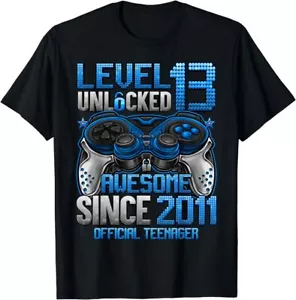 Official Teenager Level 13 Unlocked 13th Birthday Gaming T Shirt Men Women Kid - Picture 1 of 5