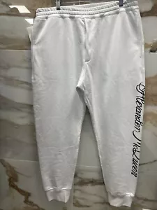 Brand New Mens Alexander McQueen Script Logo Jogger Pants White/Black Size-XL - Picture 1 of 9