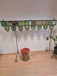 2 m Toran Indien Nepal Türbehang Fensterbehang Volant grün hellgrün dunkelgrün - Bild 1 von 109