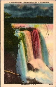 Niagra Falls NYHorseshoe Falls von Goat Island von Illumination 1946 Postkarte - Bild 1 von 2
