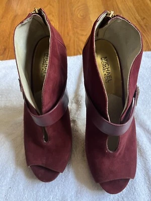 Michael Kors Guiliana 'peep' puntera hebilla botín en Borgoña talla 10 Foto 1 de 4