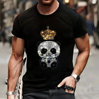New Men Luxury Diamond Bear Rhinestones Fashion Black T-Shirt High Quality