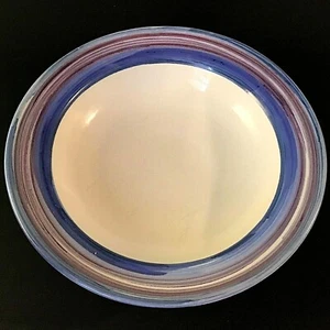 POTTERY BOWL BLUE SWIRL CLAYWORKS NOVA SCOTIA CANADA HAND CRAFTED & PAINTED 9" - Picture 1 of 11