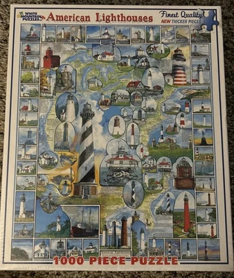 Rompecabezas American Lighthouses White Mountain 1000 piezas nuevo 24 X 30 Foto 1 de 4