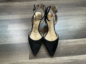 Sam Edelman Women’s Jelena Black Suede Ankle Straps Pumps Sz 8M Mobwife Luxury - Picture 1 of 11