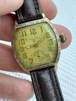 1920's WALTHAM WWI MILITARY YELLOW GOLD FILLED ORIGINAL DIAL HAND WIND RUNS - Image 1 of 4
