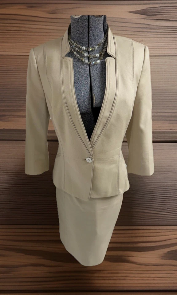 NUEVO Traje Falda Mercado Negro Casa Blanca Talla 8 Se Ajusta a 6 Conjunto de Dos Piezas Bolsillos WHBM Foto 1 de 4