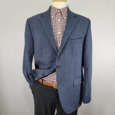 Abrigo Blazer Deportivo Geoffrey Beene Para Hombre Tweed Dos Botones Azul Lana Poliéster 44R Foto 1 de 4